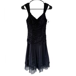 Sue Wong Vintage Black Beaded Ruched Dress